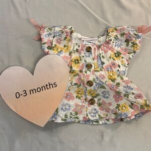 Little Lass LIKE NEW Floral Kids Blouse - Pink, Yellow, Blue